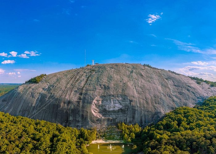 Stone Mountain Park Atlanta aerial view from helicopter